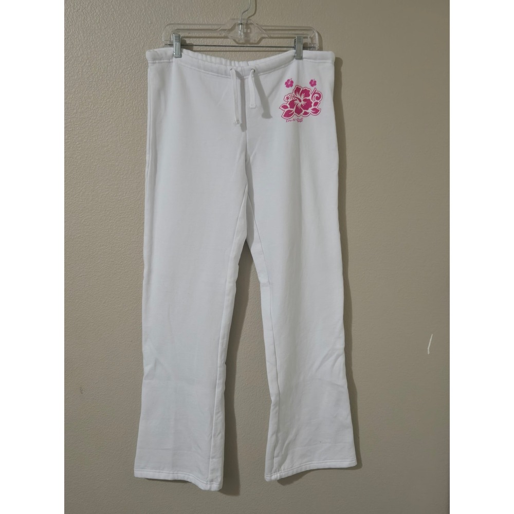 In-N-Out Burger White Pink Hibiscus Hawaiian Sweatpants Womens Large Joggers